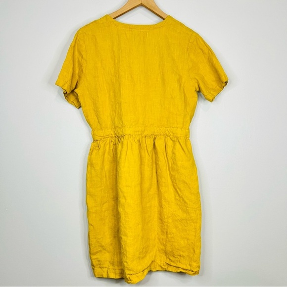 MANTAIKOTAI mustard linen dress short mustard Yellow Wrap Dress size medium - Picture 4 of 4